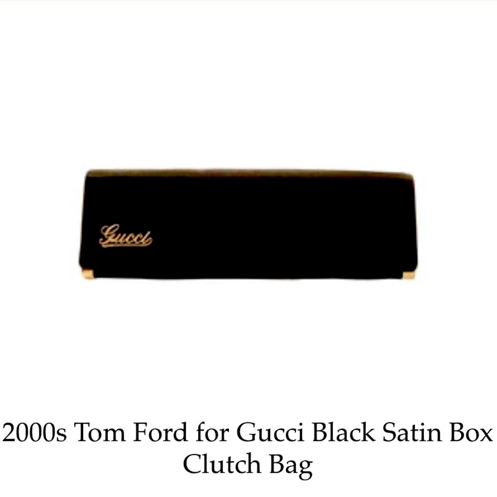 2000s Tom Ford for Gucci Black Satin Box Clutch Bag